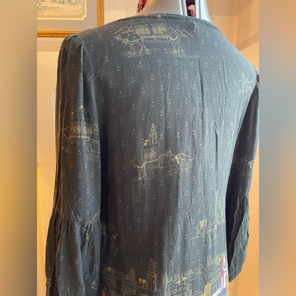 FARM Rio Black Dress with Multicolor City Print Size Small - Picture 9 of 9